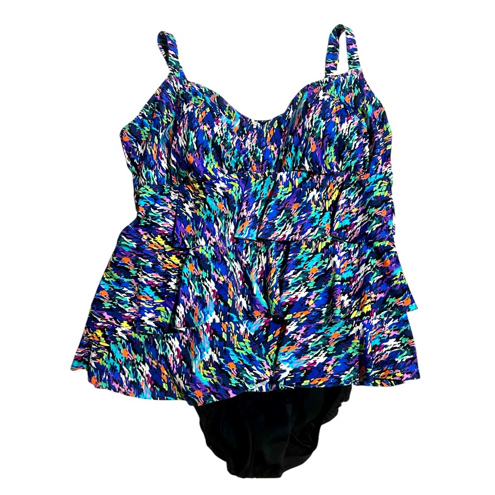 Swim Solutions Fauxkini One Piece Swimsuit - Picture 2 of 3